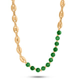 Gold and Green Beaded Necklace